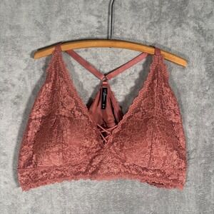 Torrid Lace Bralette Size 6X Rose Pink Crisscross Front Strappy Back Adjustable